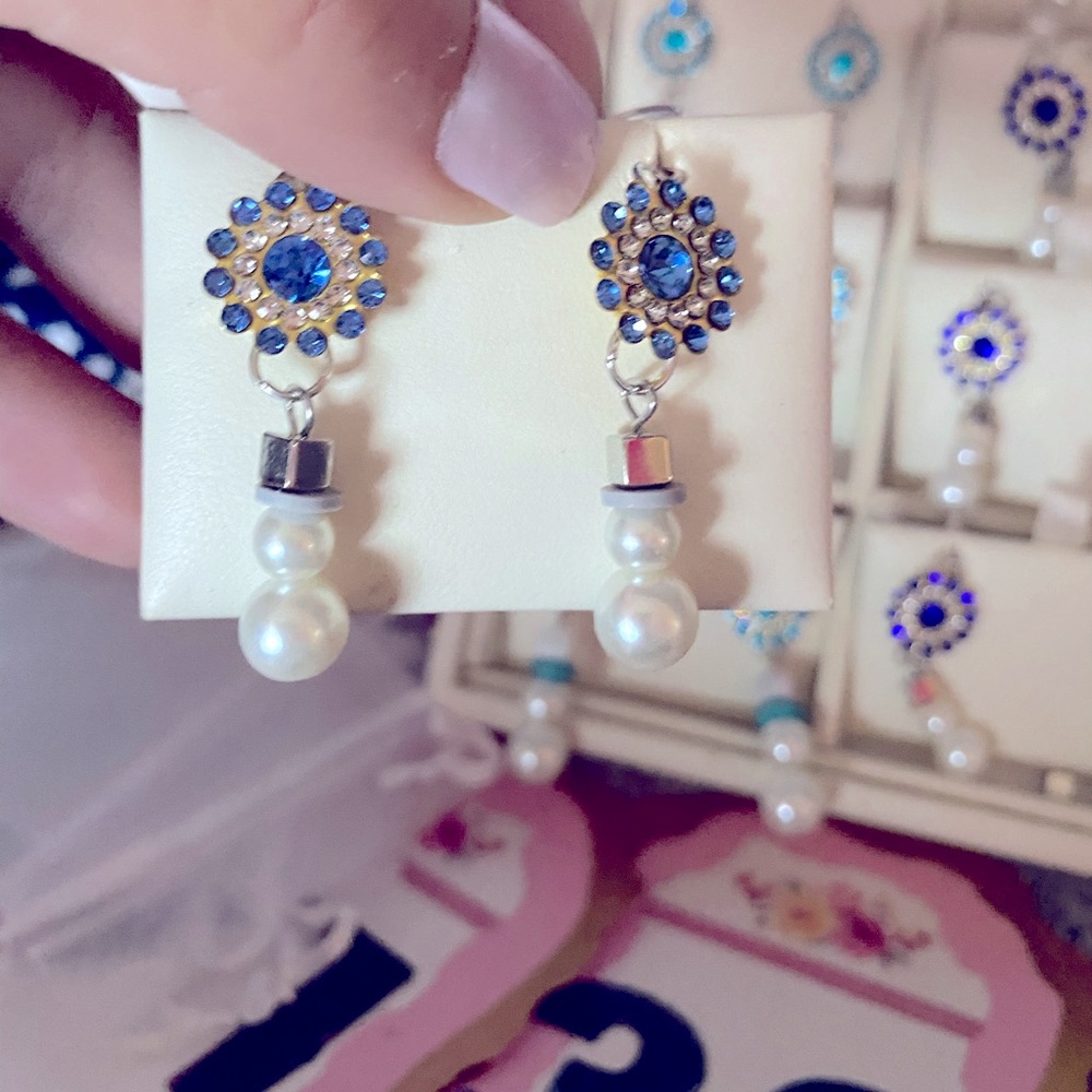 Silver and Gold tone crystal snowman Earrings
